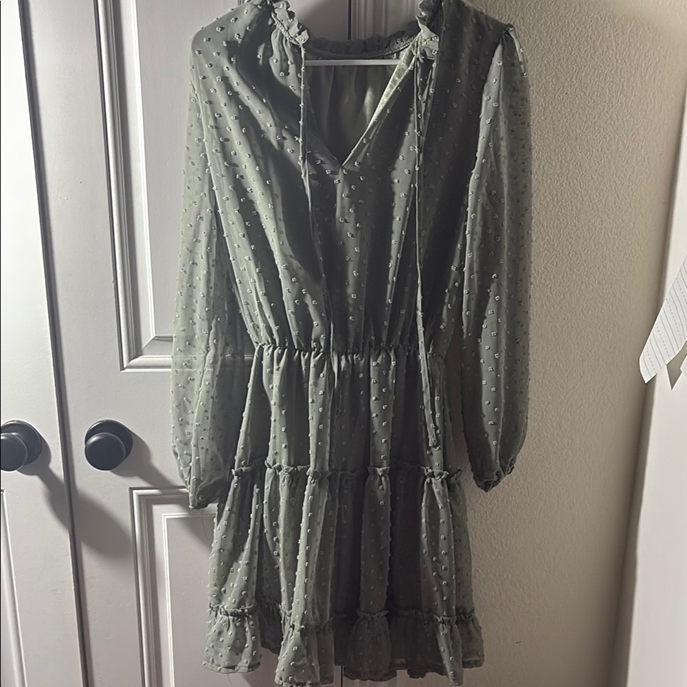 Elegant Green Polka Dot Dress